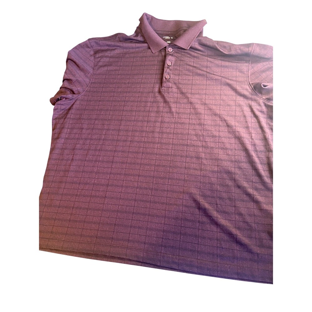 Haggar Cool 18 Pro Mens XL Burgundy Purple Grid Performance Golf Polo Shirt